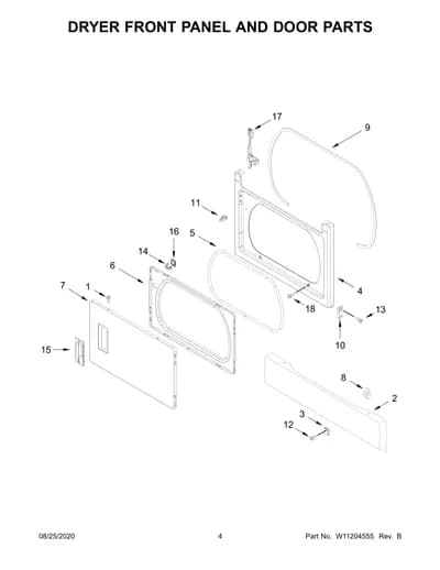 DRYER FRONT PANEL AND DOOR PARTS
