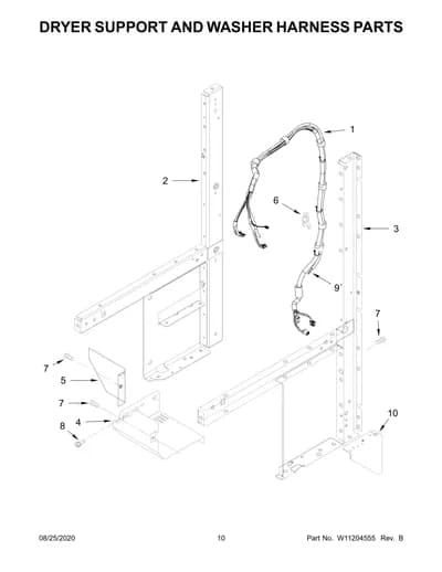 DRYER SUPPORT AND WASHER HARNESS PARTS