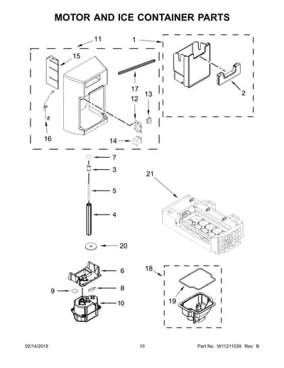 MOTOR AND ICE CONTAINER PARTS