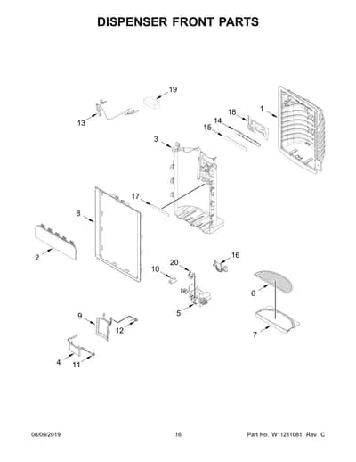 DISPENSER FRONT PARTS