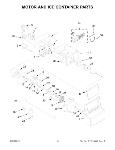 MOTOR AND ICE CONTAINER PARTS