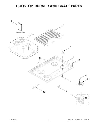 COOKTOP, BURNER AND GRATE PARTS