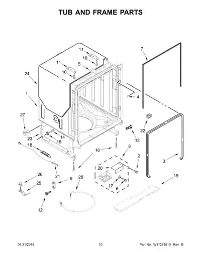 TUB AND FRAME PARTS