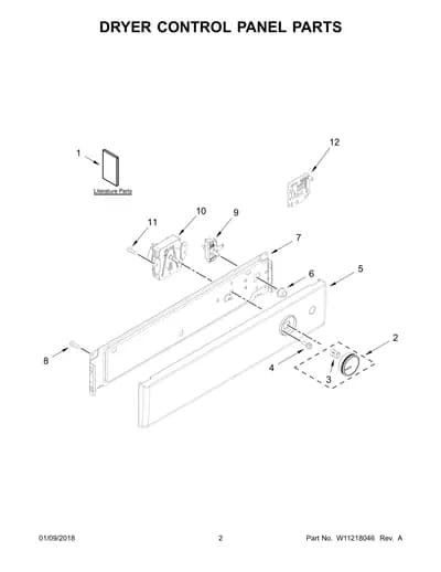 DRYER CONTROL PANEL PARTS