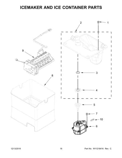 ICEMAKER AND ICE CONTAINER PARTS