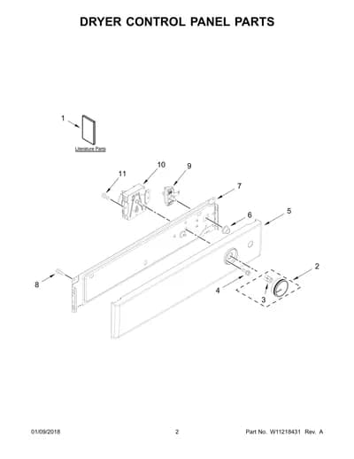 DRYER CONTROL PANEL PARTS