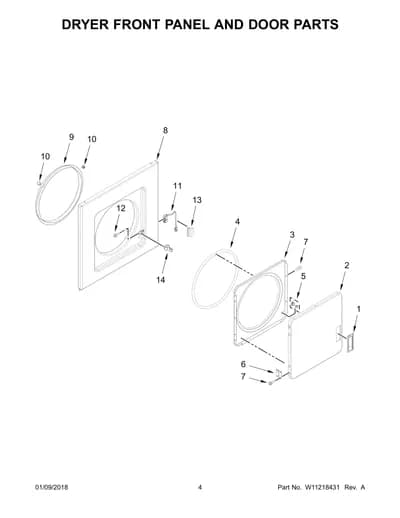 DRYER FRONT PANEL AND DOOR PARTS