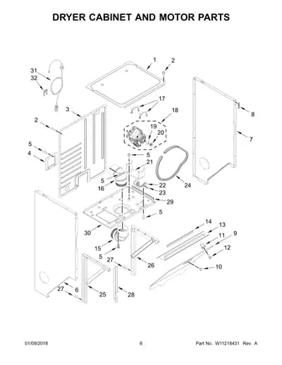 DRYER CABINET AND MOTOR PARTS