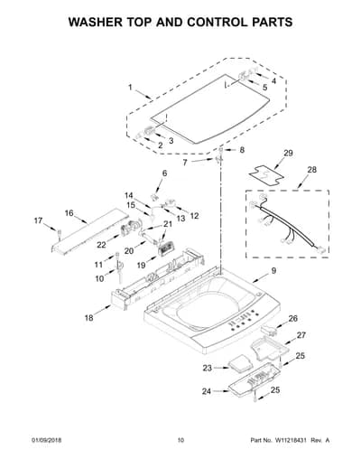 WASHER TOP AND CONTROL PARTS