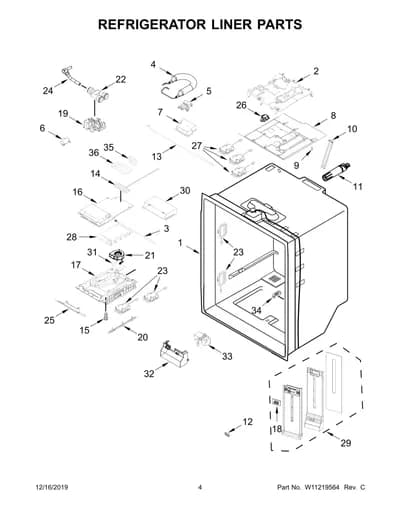 REFRIGERATOR LINER PARTS