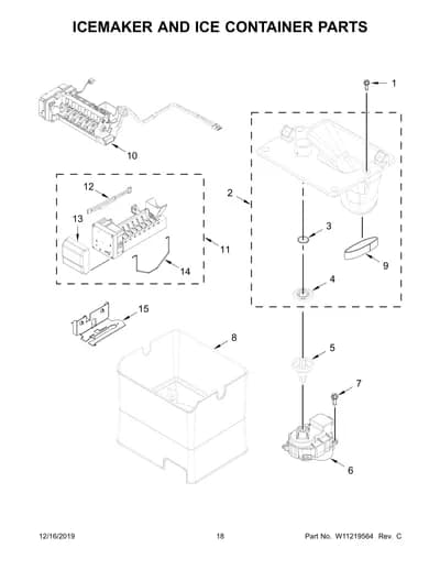 ICEMAKER AND ICE CONTAINER PARTS