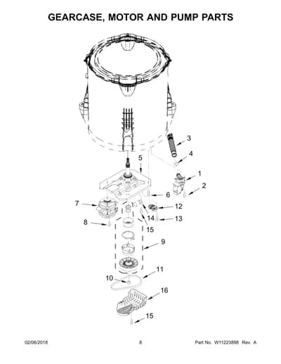 GEARCASE, MOTOR AND PUMP PARTS