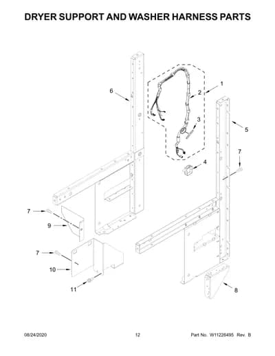 DRYER SUPPORT AND WASHER HARNESS PARTS