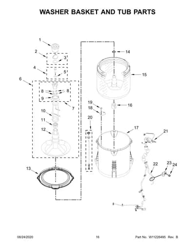 WASHER BASKET AND TUB PARTS