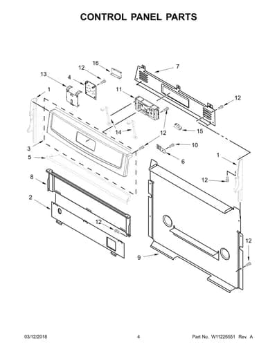 CONTROL PANEL PARTS
