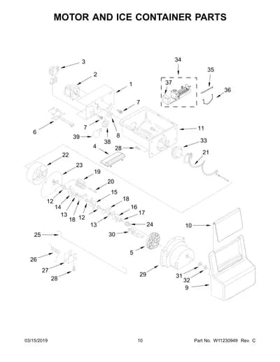 MOTOR AND ICE CONTAINER PARTS