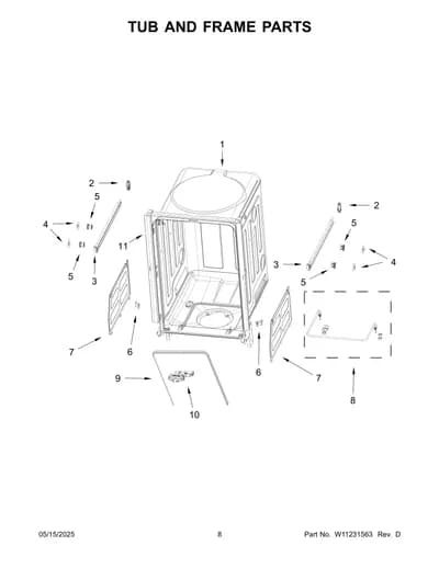 TUB AND FRAME PARTS