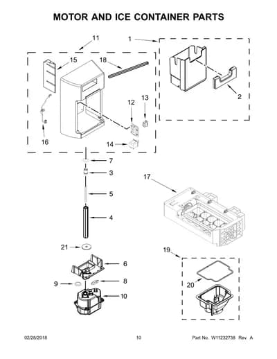 MOTOR AND ICE CONTAINER PARTS