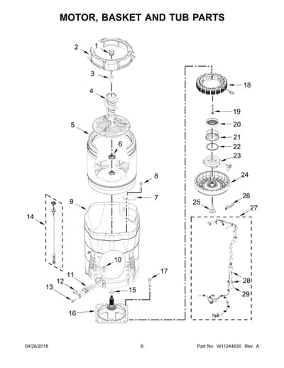 MOTOR, BASKET AND TUB PARTS