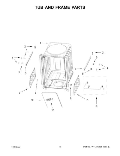 TUB AND FRAME PARTS