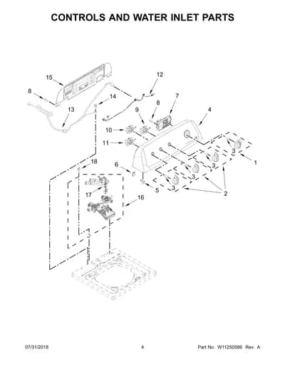 CONTROLS AND WATER INLET PARTS