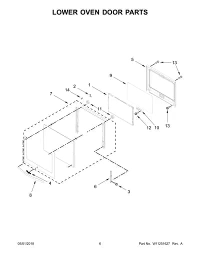 LOWER OVEN DOOR PARTS