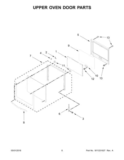 UPPER OVEN DOOR PARTS