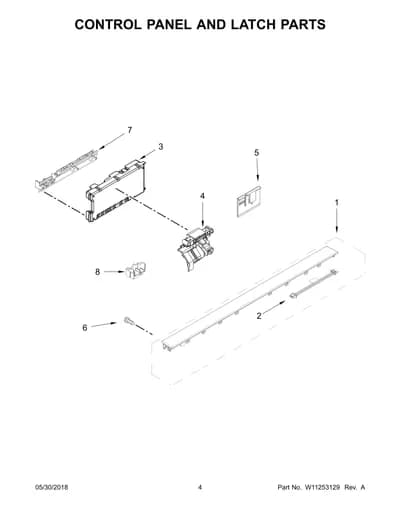 CONTROL PANEL AND LATCH PARTS