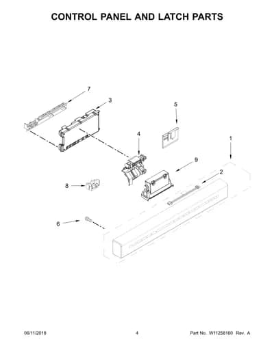 CONTROL PANEL AND LATCH PARTS