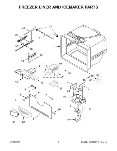 FREEZER LINER AND ICEMAKER PARTS