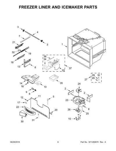 FREEZER LINER AND ICEMAKER PARTS