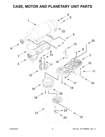 CASE, MOTOR AND PLANETARY UNIT PARTS