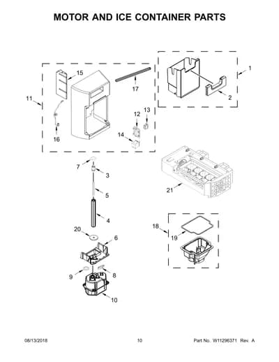 MOTOR AND ICE CONTAINER PARTS