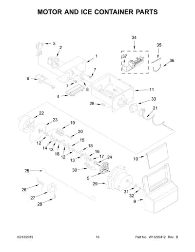 MOTOR AND ICE CONTAINER PARTS