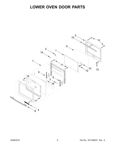 LOWER OVEN DOOR PARTS