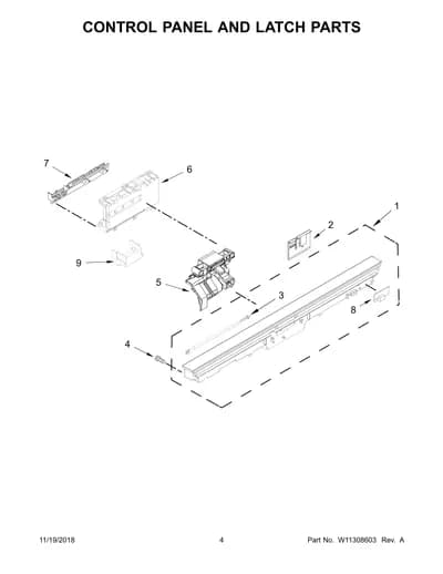 CONTROL PANEL AND LATCH PARTS