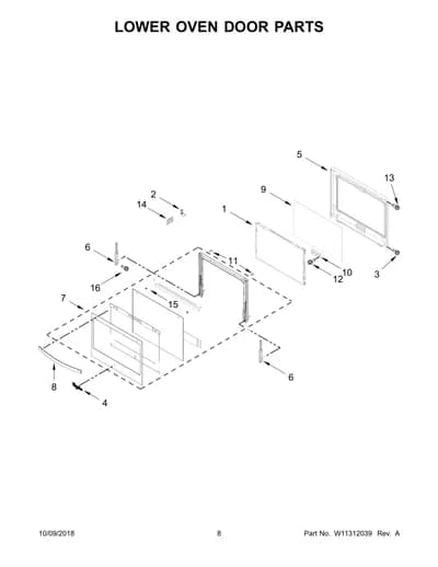 LOWER OVEN DOOR PARTS