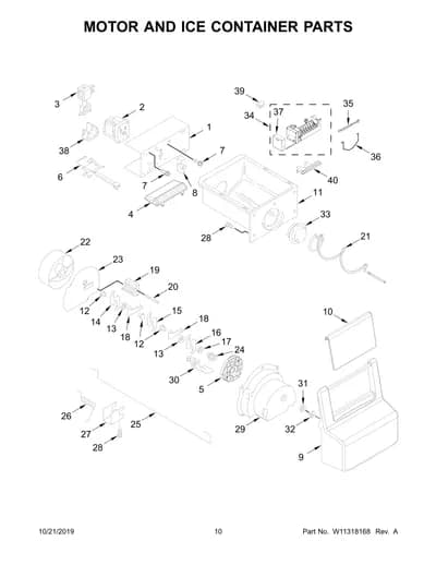 MOTOR AND ICE CONTAINER PARTS