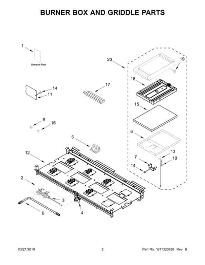 BURNER BOX AND GRIDDLE PARTS