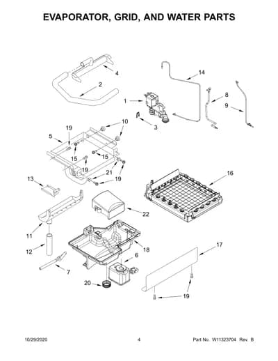 EVAPORATOR, GRID, AND WATER PARTS