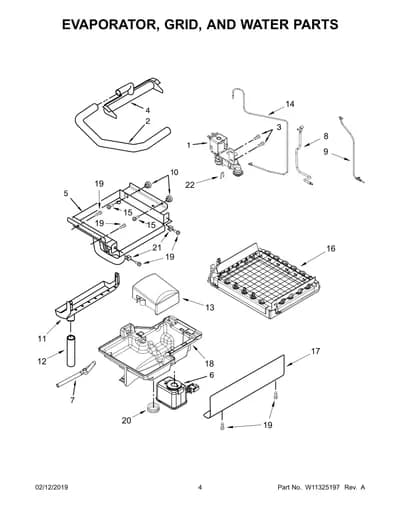EVAPORATOR, GRID, AND WATER PARTS