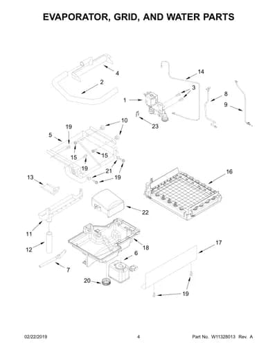 EVAPORATOR, GRID, AND WATER PARTS