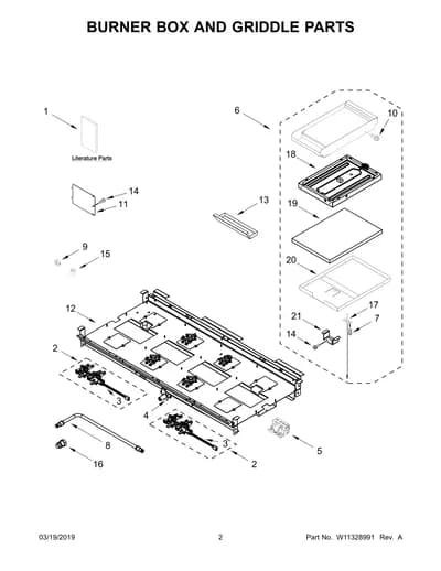 BURNER BOX AND GRIDDLE PARTS