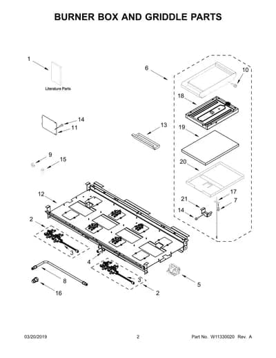 BURNER BOX AND GRIDDLE PARTS