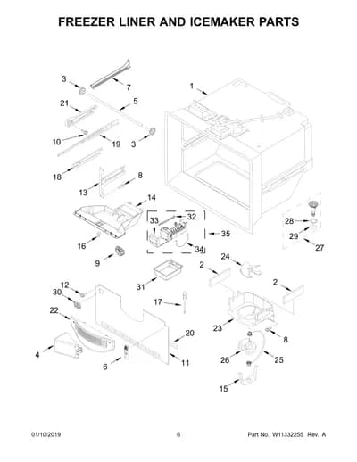 FREEZER LINER AND ICEMAKER PARTS