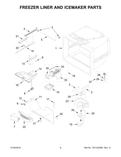 FREEZER LINER AND ICEMAKER PARTS