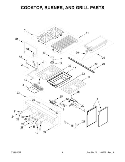 COOKTOP, BURNER, AND GRILL PARTS