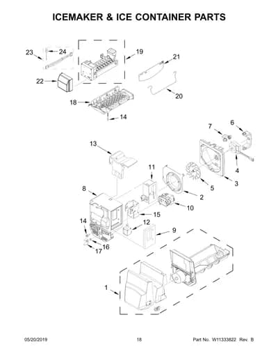ICEMAKER & ICE CONTAINER PARTS