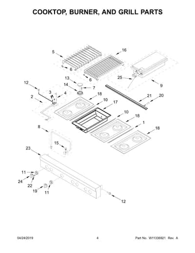 COOKTOP, BURNER, AND GRILL PARTS