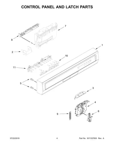 CONTROL PANEL AND LATCH PARTS